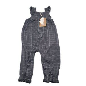 ANGEL DEAR Baby Toddler 12-18M Gray Grid Romper Overalls One Piece NWT